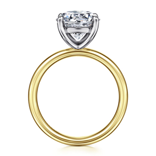 14K White-Yellow Gold Round Solitaire Diamond Engagement Ring