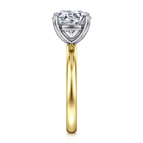 14K White-Yellow Gold Round Solitaire Diamond Engagement Ring