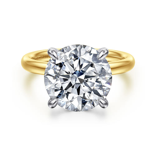 14K White-Yellow Gold Round Solitaire Diamond Engagement Ring 14K White-Yellow Gold Round Solitaire Diamond Engagement Ring