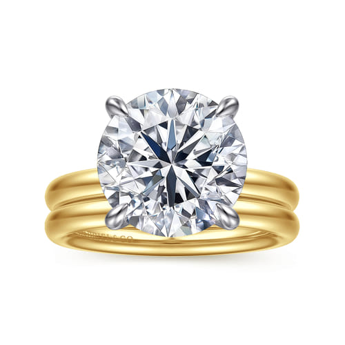 14K White-Yellow Gold Round Solitaire Diamond Engagement Ring 14K White-Yellow Gold Round Solitaire Diamond Engagement Ring