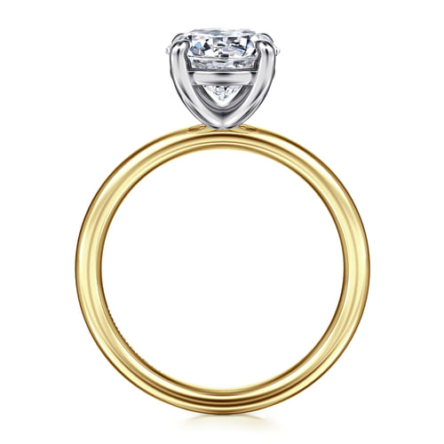 14K White-Yellow Gold Round Solitaire Diamond Engagement Ring