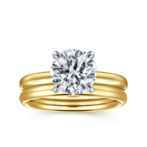 14K White-Yellow Gold Round Solitaire Diamond Engagement Ring