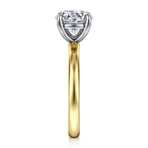 14K White-Yellow Gold Round Solitaire Diamond Engagement Ring