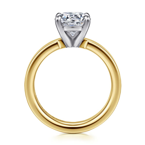 14K White-Yellow Gold Round Solitaire Diamond Engagement Ring