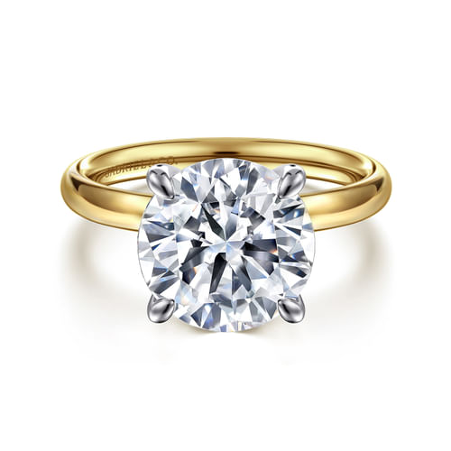 14K White-Yellow Gold Round Solitaire Engagement Ring