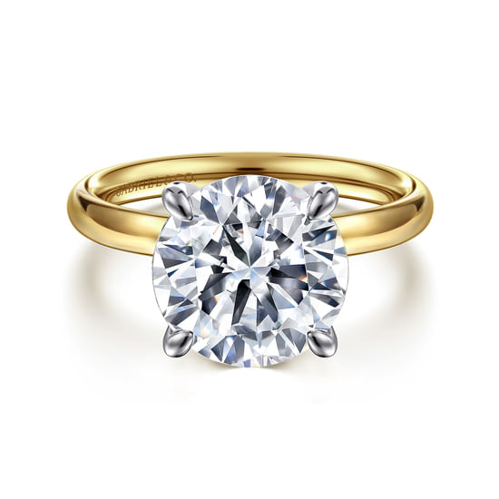 Gabriel - 14K White-Yellow Gold Round Solitaire Engagement Ring