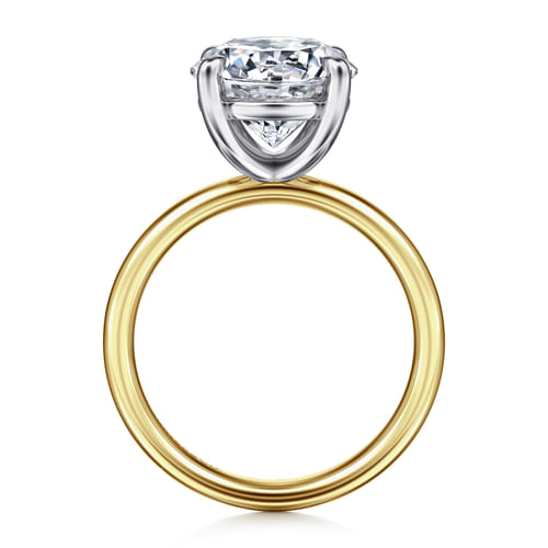 14K White-Yellow Gold Round Solitaire Engagement Ring