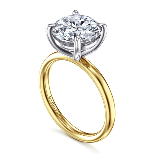 14K White-Yellow Gold Round Solitaire Engagement Ring