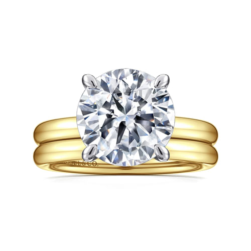 14K White-Yellow Gold Round Solitaire Engagement Ring