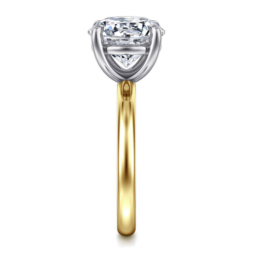14K White-Yellow Gold Round Solitaire Engagement Ring