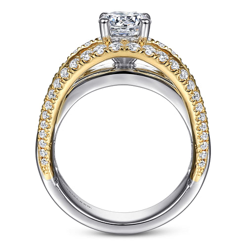 14K White-Yellow Gold Round Split Shank Diamond Engagement Ring