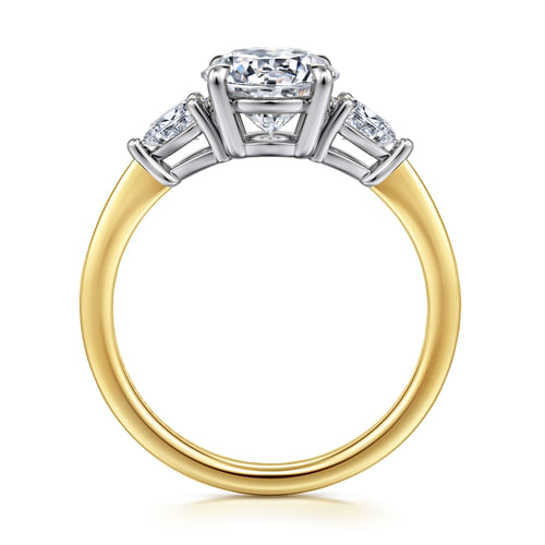 14K White-Yellow Gold Round Three Stone Diamond Engagement Ring