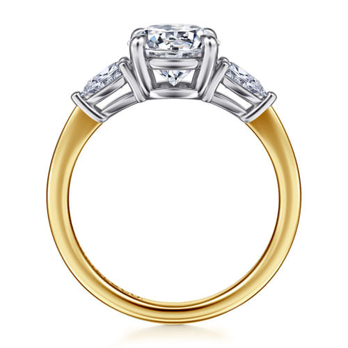 14K White-Yellow Gold Round Three Stone Diamond Engagement Ring