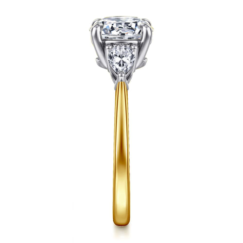 14K White-Yellow Gold Round Three Stone Diamond Engagement Ring