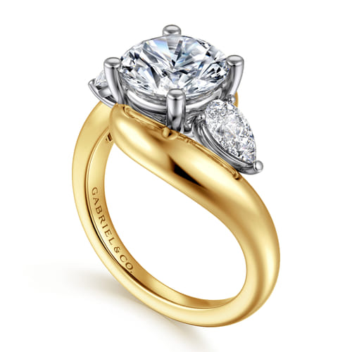 14K White-Yellow Gold Round Three Stone Diamond Engagement Ring 14K White-Yellow Gold Round Three Stone Diamond Engagement Ring