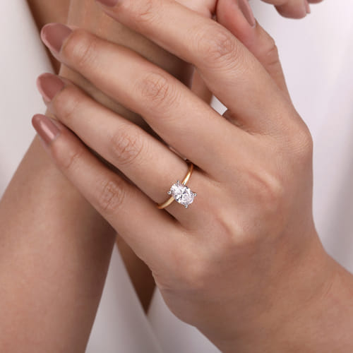 14K White-Yellow Gold Solitaire Diamond Engagement Ring