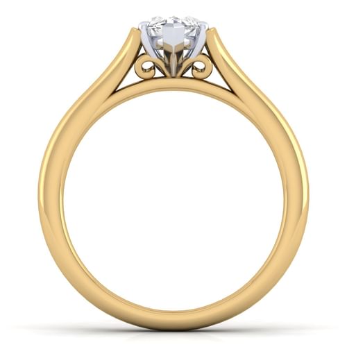 14K White-Yellow Gold Split Shank Marquise Shape Diamond Engagement Ring