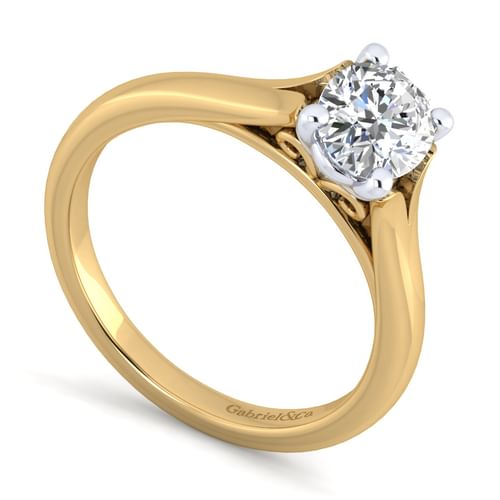 14K White-Yellow Gold Split Shank Oval Diamond Engagement Ring
