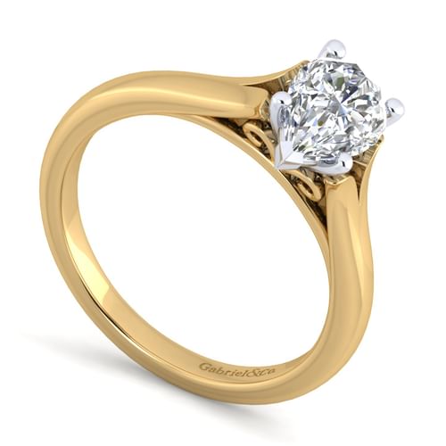 14K White-Yellow Gold Split Shank Pear Shape Diamond Engagement Ring