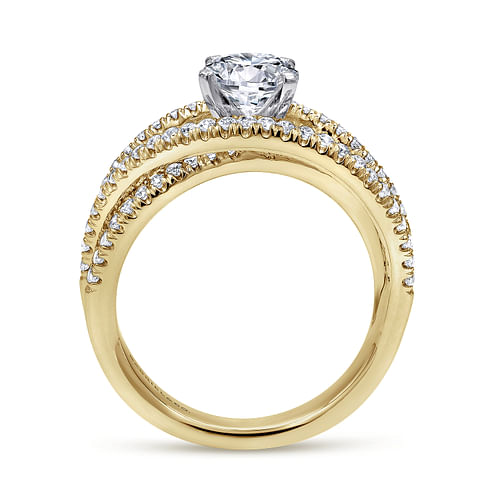 14K White-Yellow Gold Split Shank Round Diamond Engagement Ring