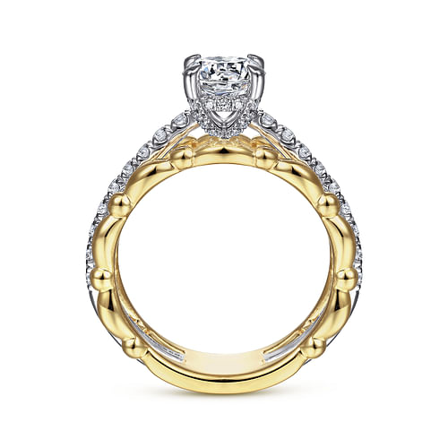 14K White-Yellow Gold Split Shank Round Diamond Engagement Ring