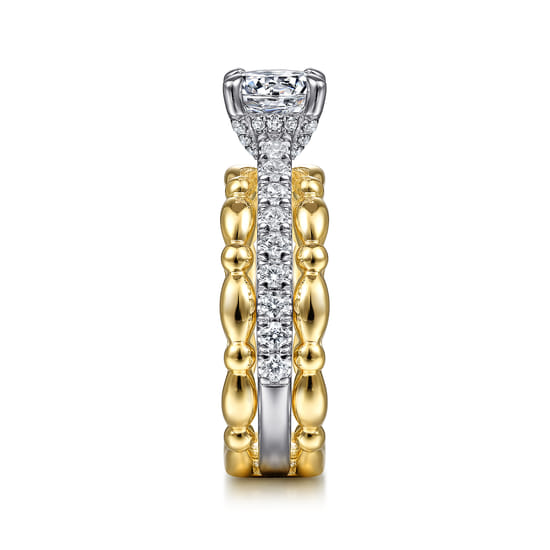 14K White-Yellow Gold Split Shank Round Diamond Engagement Ring angle 5
