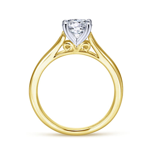 14K White-Yellow Gold Split Shank Round Diamond Engagement Ring