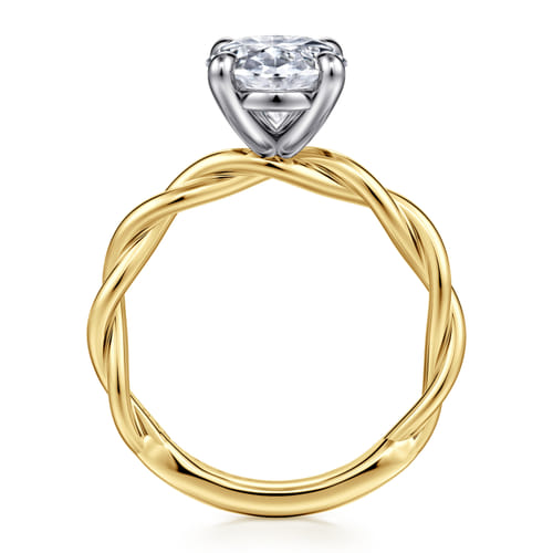 14K White-Yellow Gold Twisted Oval Diamond Engagement Ring 14K White-Yellow Gold Twisted Oval Diamond Engagement Ring