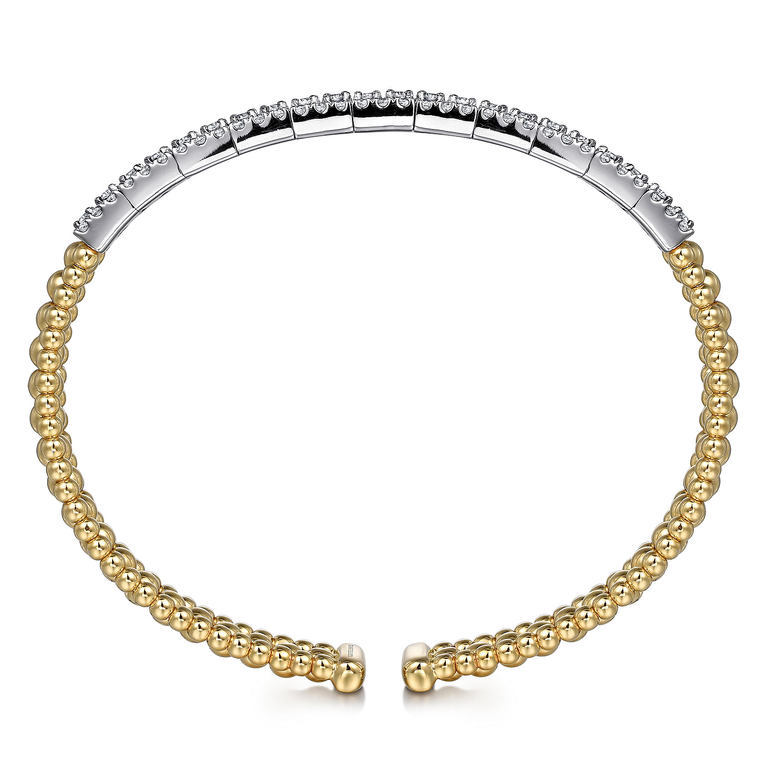 14K White-Yellow Gold Wide Bujukan Diamond Cuff Bracelet