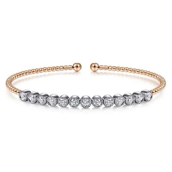 14K White and Rose Gold Diamond Bangle