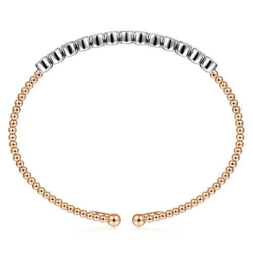 14K White and Rose Gold Diamond Bangle