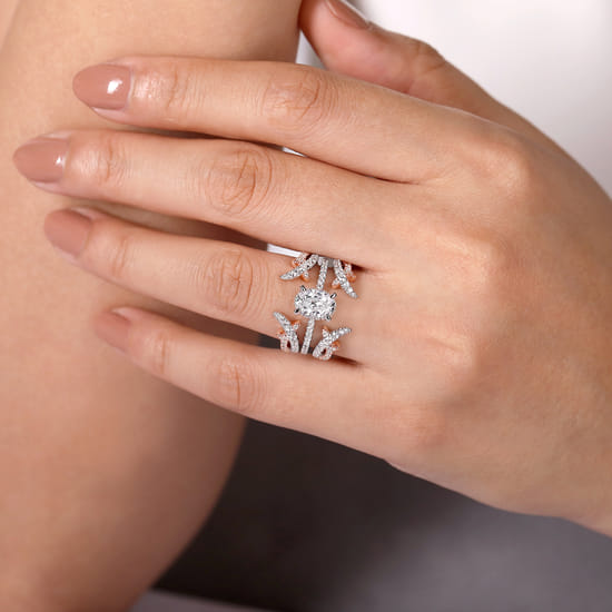 14K White and Rose Gold Diamond Ring Enhancer angle 6