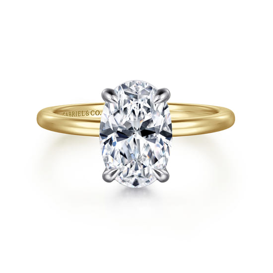 Gabriel - 14K White and Yellow Gold  Oval Diamond Engagement Ring