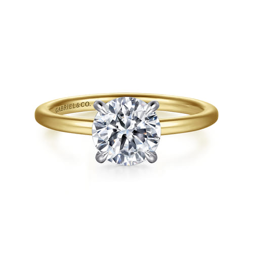 14K White and Yellow Gold Round Diamond Engagement Ring 14K White and Yellow Gold Round Diamond Engagement Ring