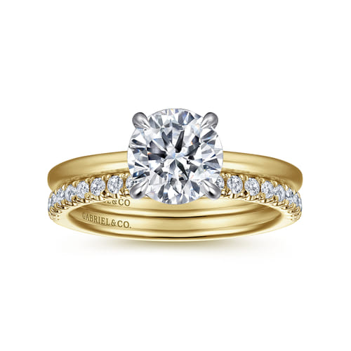 14K White and Yellow Gold Round Diamond Engagement Ring 14K White and Yellow Gold Round Diamond Engagement Ring