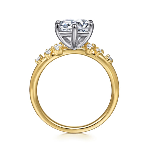 14K White and Yellow Gold 6 Prong Diamond Engagement Ring