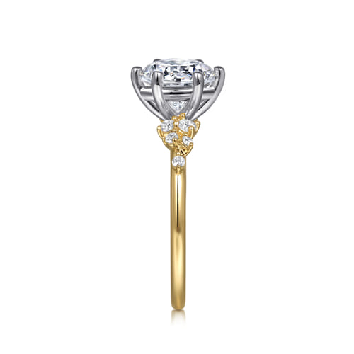 14K White and Yellow Gold 6 Prong Diamond Engagement Ring