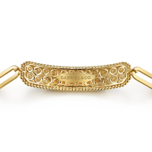 14K White and Yellow Gold Bujukan Diamond Bracelet with Blue and Dust Blue and White Enamel