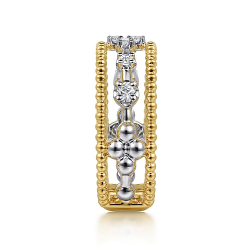 14K White and Yellow Gold Bujukan Diamond Easy Stackable Ladies Ring