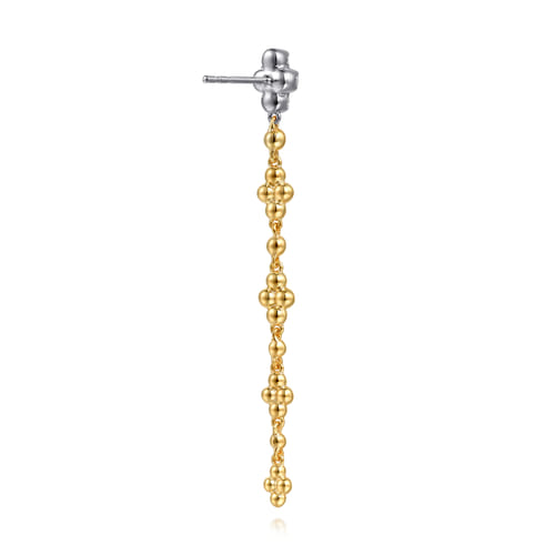 14K White and Yellow Gold Bujukan and Diamond Clover Stud Drop Earrings 14K White and Yellow Gold Bujukan and Diamond Clover Stud Drop Earrings