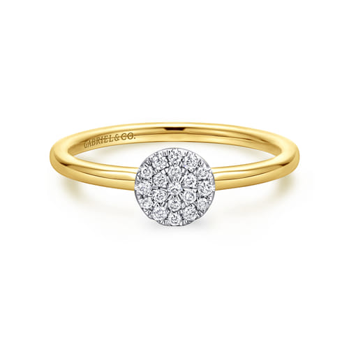 14K White and Yellow Gold Classic Round Diamond Pavé Promise Ring 14K White and Yellow Gold Classic Round Diamond Pavé Promise Ring