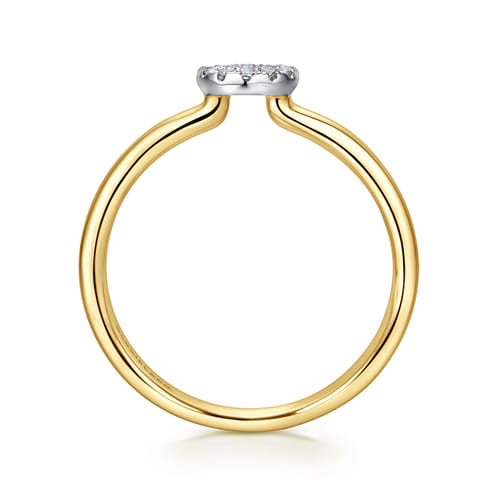 14K White and Yellow Gold Classic Round Diamond Pavé Promise Ring 14K White and Yellow Gold Classic Round Diamond Pavé Promise Ring