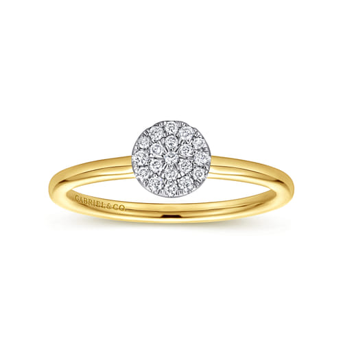 14K White and Yellow Gold Classic Round Diamond Pavé Promise Ring 14K White and Yellow Gold Classic Round Diamond Pavé Promise Ring