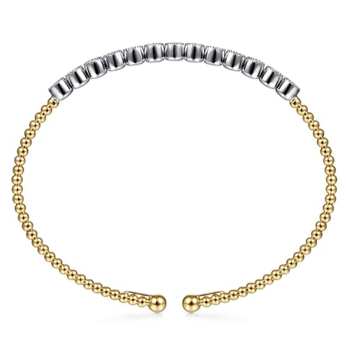 14K White and Yellow Gold Diamond Bangle