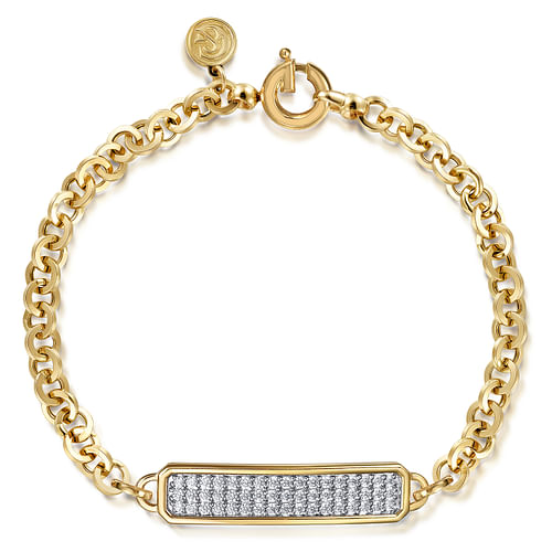 14K White and Yellow Gold Diamond Bar Bracelet