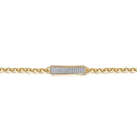 14K White and Yellow Gold Diamond Bar Bracelet angle 2