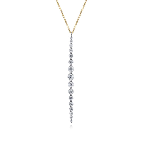 14K White and Yellow Gold Diamond Bar Necklace
