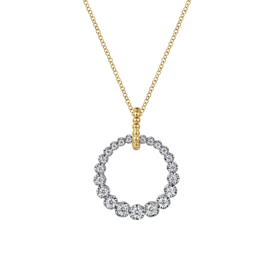 Gabriel - 14K White and Yellow Gold Diamond Bujukan 20mm Drop Necklace