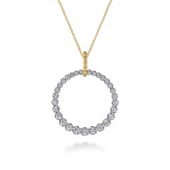 Gabriel - 14K White and Yellow Gold Diamond Bujukan 30mm Drop Necklace