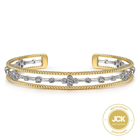 Gabriel - 14K White and Yellow Gold Diamond Bujukan Cuff Bangle